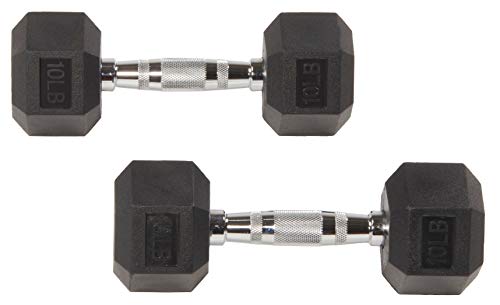 Signature Fitness Rubber Encased Hex Dumbbell, 10LB Pair - Image 6