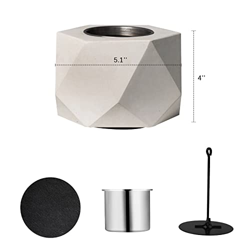 Table Top Fire Pit Bowl - Concrete Tabletop Fireplace Indoor Outdoor Decor Portable Rubbing Alcohol Burner Smores Maker for Patio Balcony with Extinguisher - Image 3