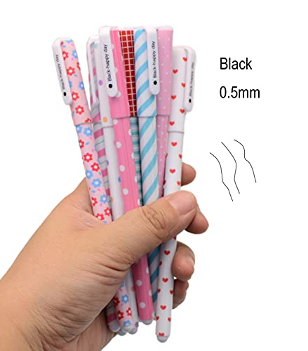 Fluent Writting Pen, 10 Pcs 0.38 mm 10 Color Black Ink Rolling Ball Cute Gel Ink Pen for Student and School Office Supplies (A) - Image 6