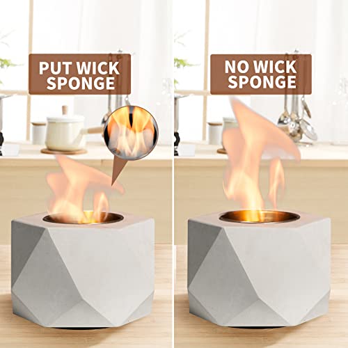 Table Top Fire Pit Bowl - Concrete Tabletop Fireplace Indoor Outdoor Decor Portable Rubbing Alcohol Burner Smores Maker for Patio Balcony with Extinguisher - Image 4