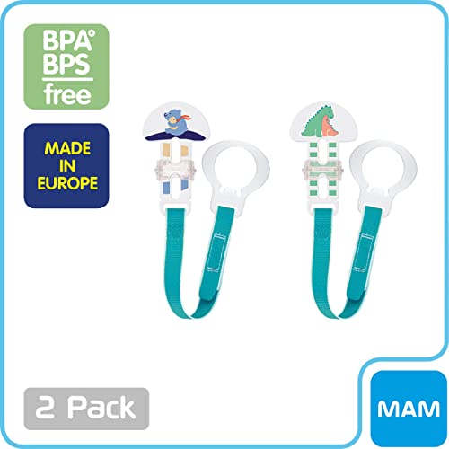 MAM 2 Clips for Pacifiers With Fasteners and Flexible Rings for Boys, Designs May Vary - Image 6