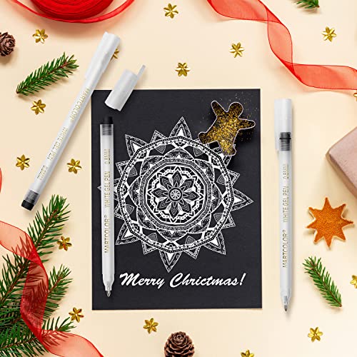 MARTCOLOR White Gel Pens Set, 6 Pack, 0.8mm Fine Point Pens Gel Ink Pens For Artists, Archival Ink Pens, White highlight Pens for Black Paper Drawing, Illustration, Sketching, Writing - Image 6