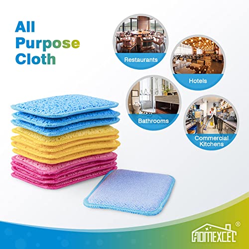 12 Pack Scrub & Wipe Cloths,Dual Sided Sponges Kitchen,All Purpose Cloth for Dishes, Pots, Pans, Non-Stick Cookware,Countertop(Red,Yellow,Blue) - Image 3