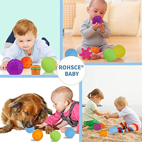 ROHSCE Baby Textured Multi Sensory Toys Massage Ball Gift Set BPA Free for Toddlers 1-3 Soft Balls Montessori Infant Baby Toys 6 to 12 Months 6 Pack - Image 2