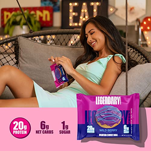 Legendary Foods High Protein Snack Wild Berry Sweet Roll | 20 Gr Pure Protein Bar Alternative | Low Carb Food | Low Sugar and Gluten Free Keto Breakfast Snacks | Healthy Wild Berry Flavored Rolls (10-pack) - Image 5