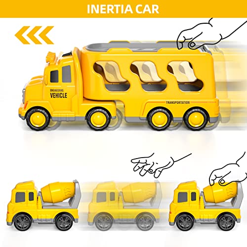 iHaHa Toddler Toys for 2 3 4 5 6 Years Old Boys, 7 in 1 Construction Trucks Veihicle Playset with Play Mat, Birthday for Boys Girls Toddlers Kids - Image 6