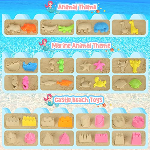 KUBUSFLY Beach Toys, Sand Toys for Toddlers, Sand Castle Sandbox Toys, Collapsible Sand Bucket and Shovels Kids Beach Toys with Mesh Bag Sandbox Toys for Toddlers Travel Beach Toys for Boys Baby Girls - Image 2