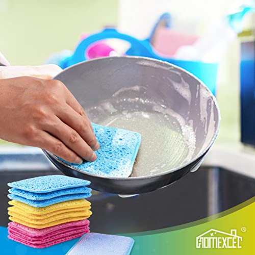 12 Pack Scrub & Wipe Cloths,Dual Sided Sponges Kitchen,All Purpose Cloth for Dishes, Pots, Pans, Non-Stick Cookware,Countertop(Red,Yellow,Blue) - Image 2