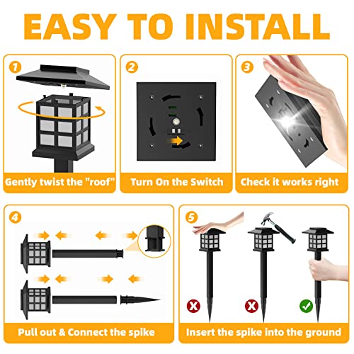 Beassla Solar Outdoor Lights 12 Pack, 12 Hrs Long-Lasting Waterproof Pathway Lights Solar Powered Auto On/Off, Solar Garden Lights Decorative for Landscape Walkway Driveway Patio Yard & Lawn - Image 7