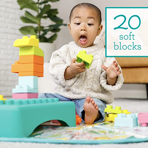 Infantino Super Soft 1st Building Blocks Activity Station, Easy-to-Hold for Babies & Toddlers, BPA-Free, Multi-Colored, 22-Piece Set with Storage Box and Mat - Image 9
