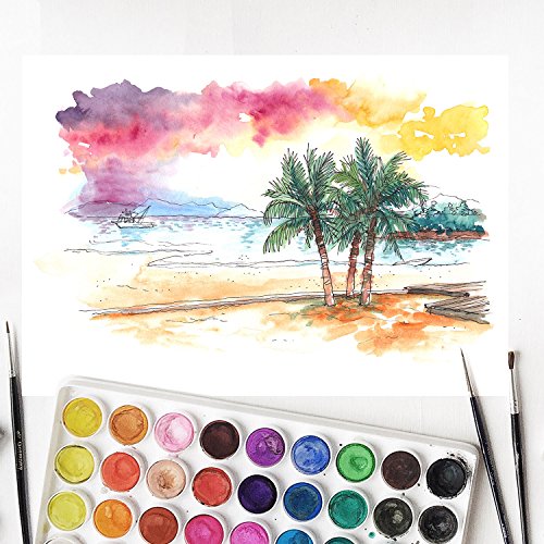 U.S. Art Supply 36 Color Watercolor Artist Paint Set with Plastic Palette Lid Case and Paintbrush - Watersoluable Cakes - Image 5