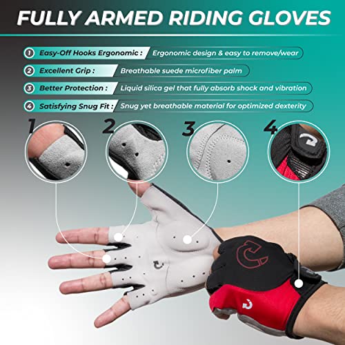 GEARONIC Cycling Gloves Anti-Slip Mountain Bike Gloves For Men Breathable Foam Padded Biking Gloves Shock Absorbing MTB Bicycle Gloves Half/Full Finger Guantes (Gray, Large) - Image 6