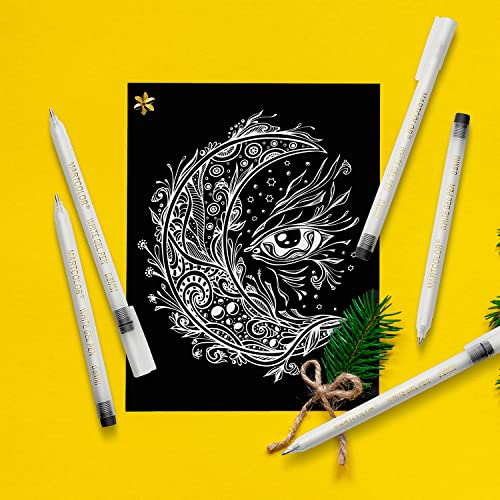 MARTCOLOR White Gel Pens Set, 6 Pack, 0.8mm Fine Point Pens Gel Ink Pens For Artists, Archival Ink Pens, White highlight Pens for Black Paper Drawing, Illustration, Sketching, Writing - Image 2