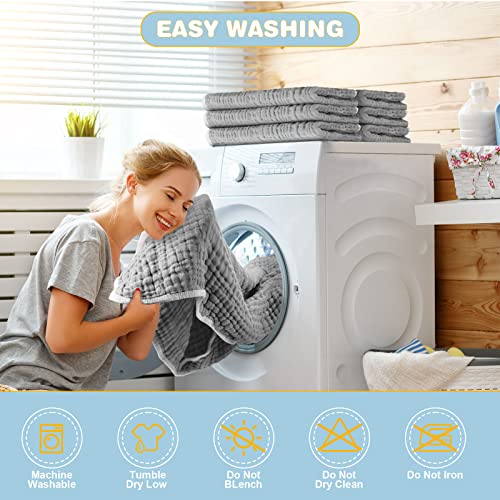Muslin Cotton Hooded Baby Bath Towel Sets Large 32 x 32 Inch Soft Unisex Bath Towels Bulk for Babies, Toddler, Infant, Newborn, Baby Gifts for Girl Boy (Light Gray, 2 Pieces) - Image 2