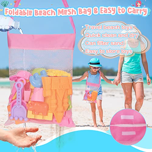 KUBUSFLY Beach Toys, Sand Toys for Toddlers, Sand Castle Sandbox Toys, Collapsible Sand Bucket and Shovels Kids Beach Toys with Mesh Bag Sandbox Toys for Toddlers Travel Beach Toys for Boys Baby Girls - Image 5