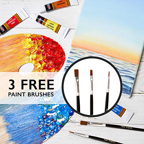 Acrylic Paint Set 24 Colors (0.41 oz, 12 ml) Paint Kit For Artists & Beginners Craft Paints for Paper,Canvas,Rock Painting,Wood,Ceramic & Fabric Vibrant -Non-Toxic including 3 paint brushes - Image 6