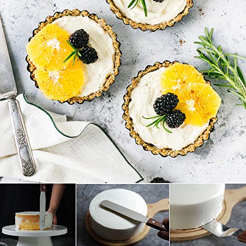 LEGERM Straight Icing Spatula Stainless Steel Baking Set of 6, 8" & 10" Wooden Handle Cake Decorating Frosting Spatulas - Image 3