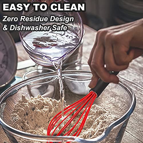 ANAEAT 10.5" Silicone Whisk, Thick Stainless Steel Wire Inner - Heat Resistant Kitchen Whisks for Non-Stick Cookware, Balloon Egg Beater for Whisking, Blending, Beating, Frothing & Stirring (Red) - Image 2