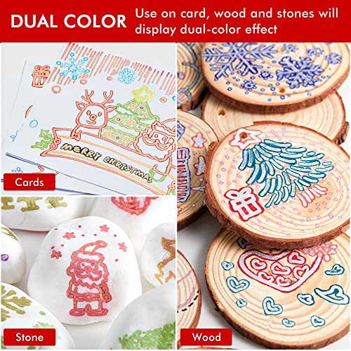 Shuttle Art 28 Pack Double Line Outline Markers, 14 Silver and 14 Gold Colors Squiggles Shimmer Markers Set, Self Outline Metallic Marker Pens for Drawing, Christmas Greeting Card, DIY Crafts - Image 7