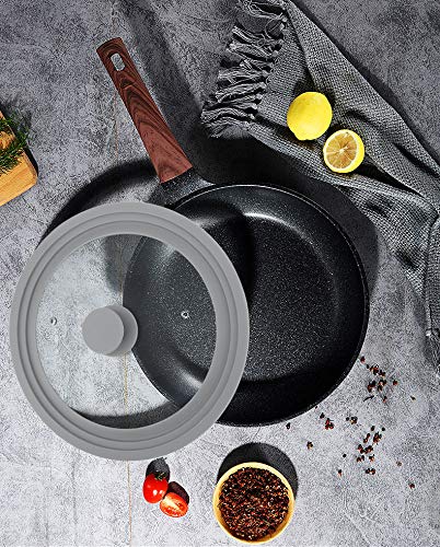 TOPULORS Universal Lid for Pots, Pans and Skillets, Tempered Glass with Silicone Rim Fits All 9 to 11 Inch Diameter Cookware, Frying Pan Cover, Replacement Lid, Dishwasher Safe, Grey - Image 6