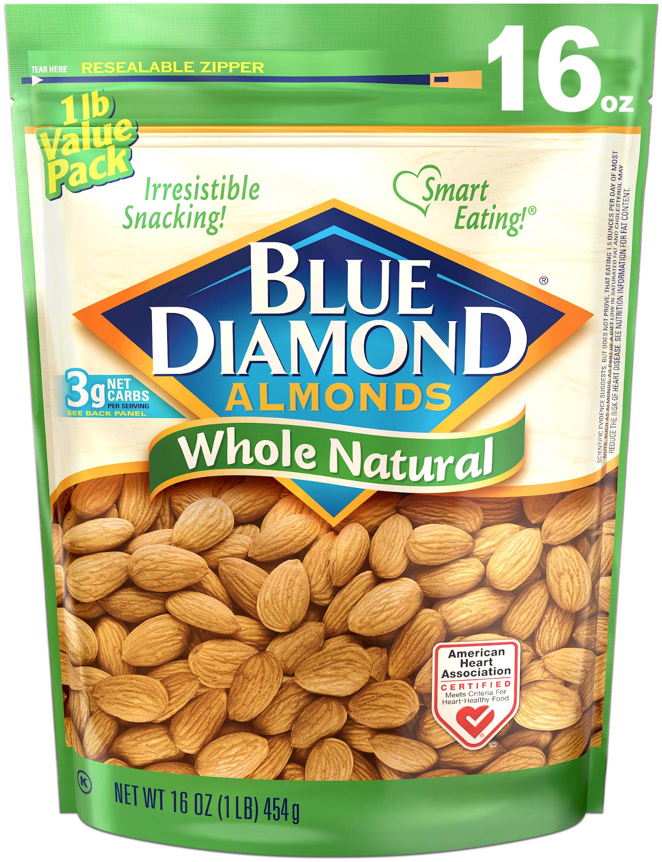 Blue Diamond Almonds Whole Natural, 16 oz.